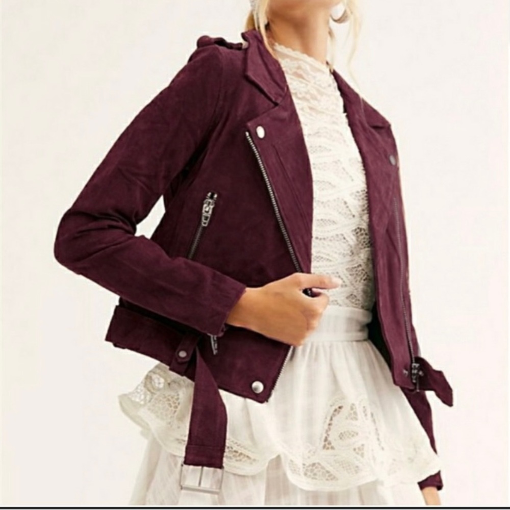 Maroon suede Motto jacket
